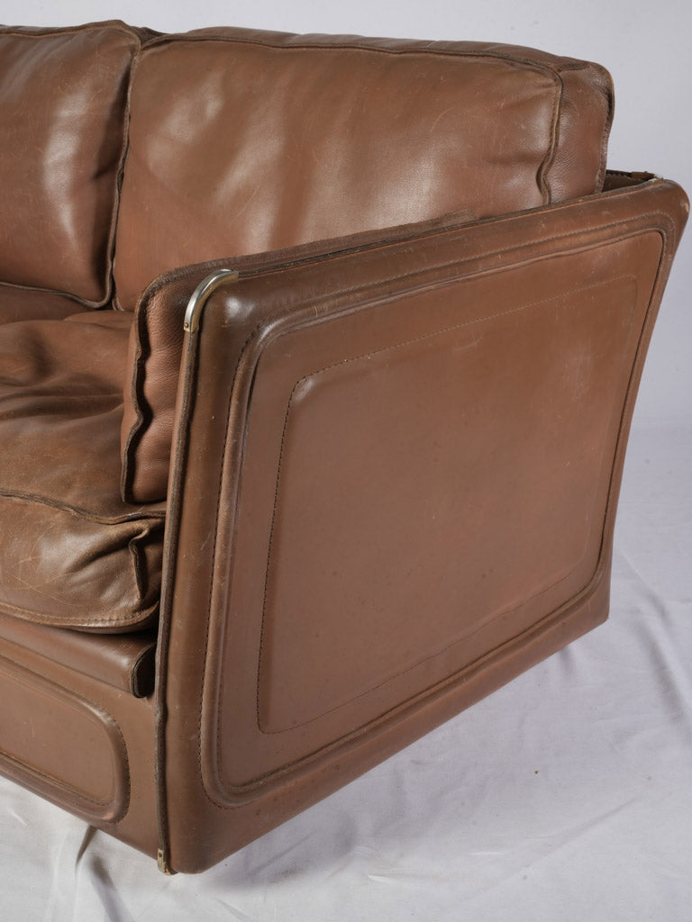 French 1980s Roche Bobois Sofa Suite in Patinated Leather