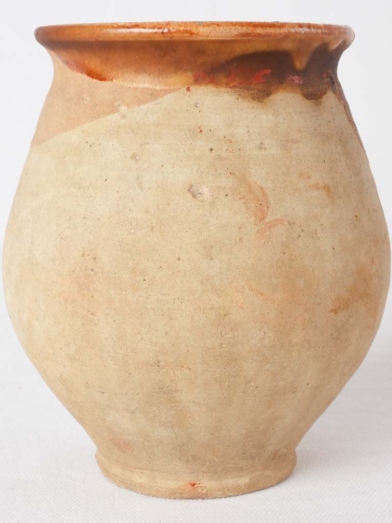 Small antique French confit pot - no handles 6"