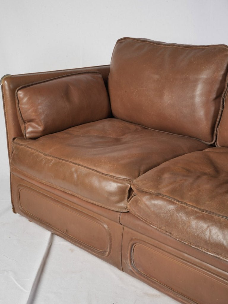 French 1980s Roche Bobois Sofa Suite in Patinated Leather