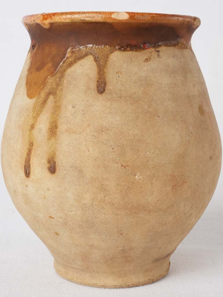 Small antique French confit pot - no handles 6"