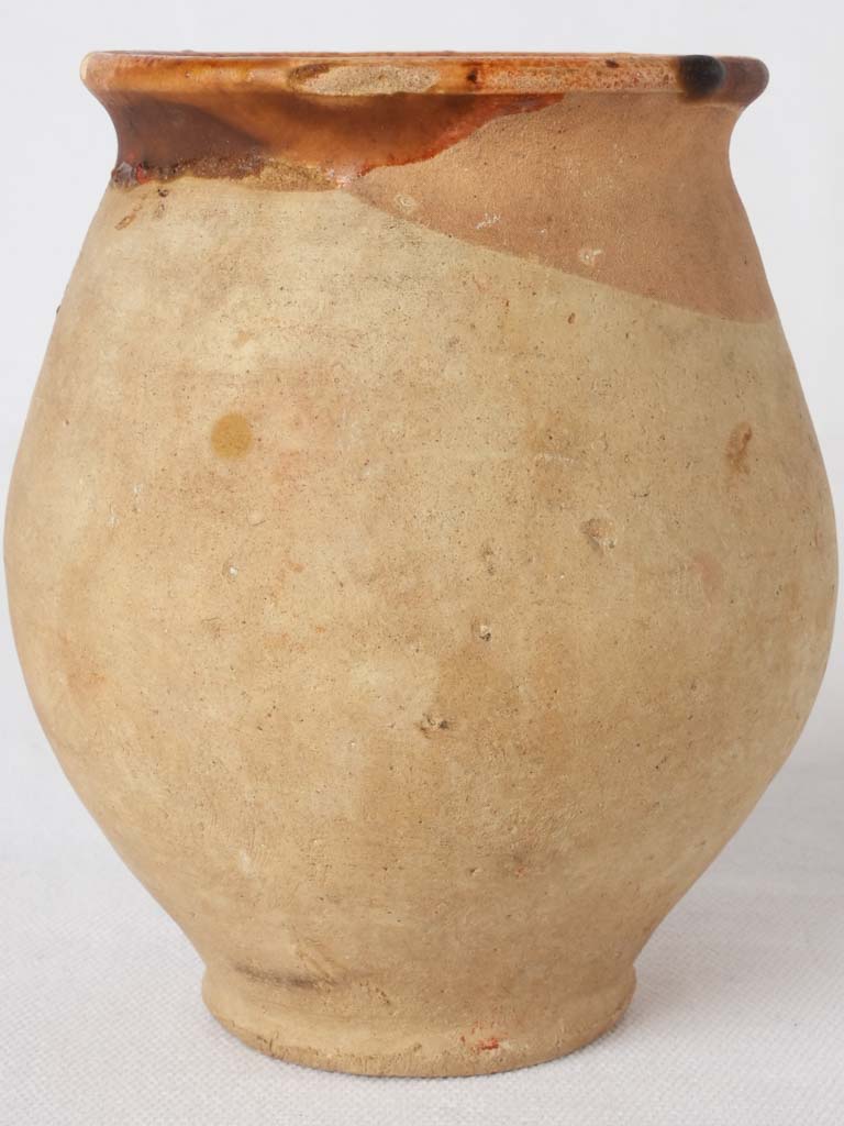 Small antique French confit pot - no handles 6"