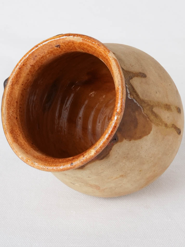 Small antique French confit pot - no handles 6"