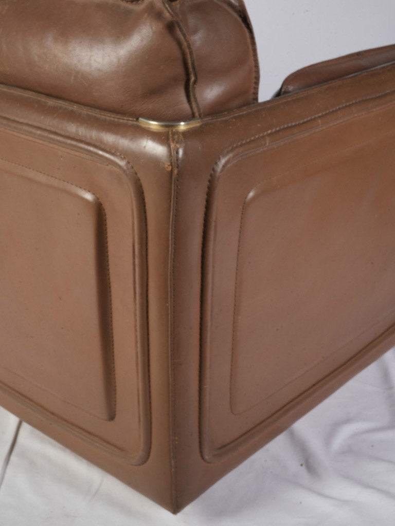 French 1980s Roche Bobois Sofa Suite in Patinated Leather