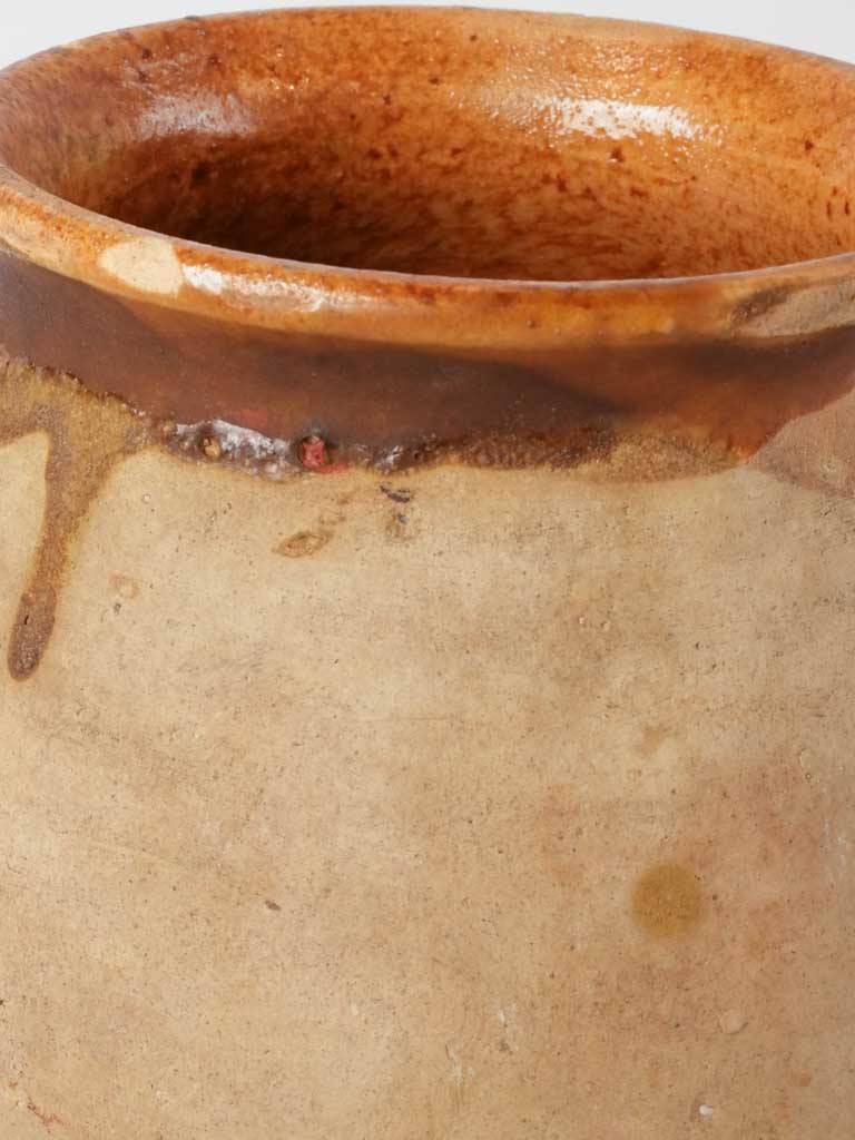 Small antique French confit pot - no handles 6"