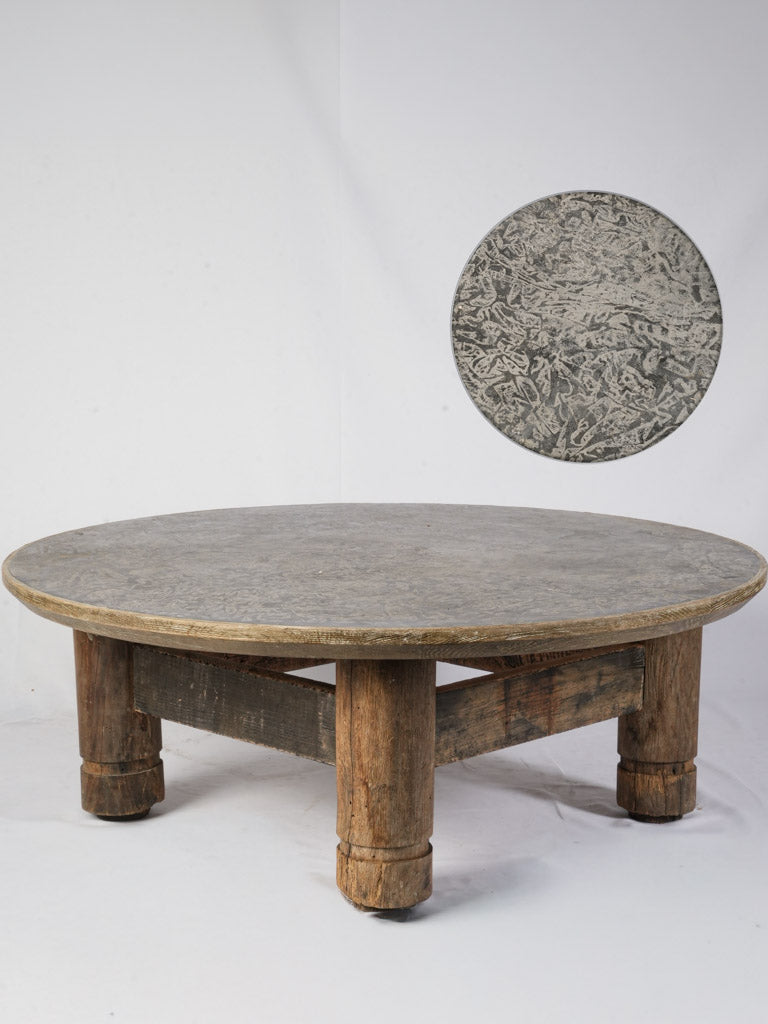 Statement Coffee Table w/ Round Blue Limestone Top - 19" x 51¼"