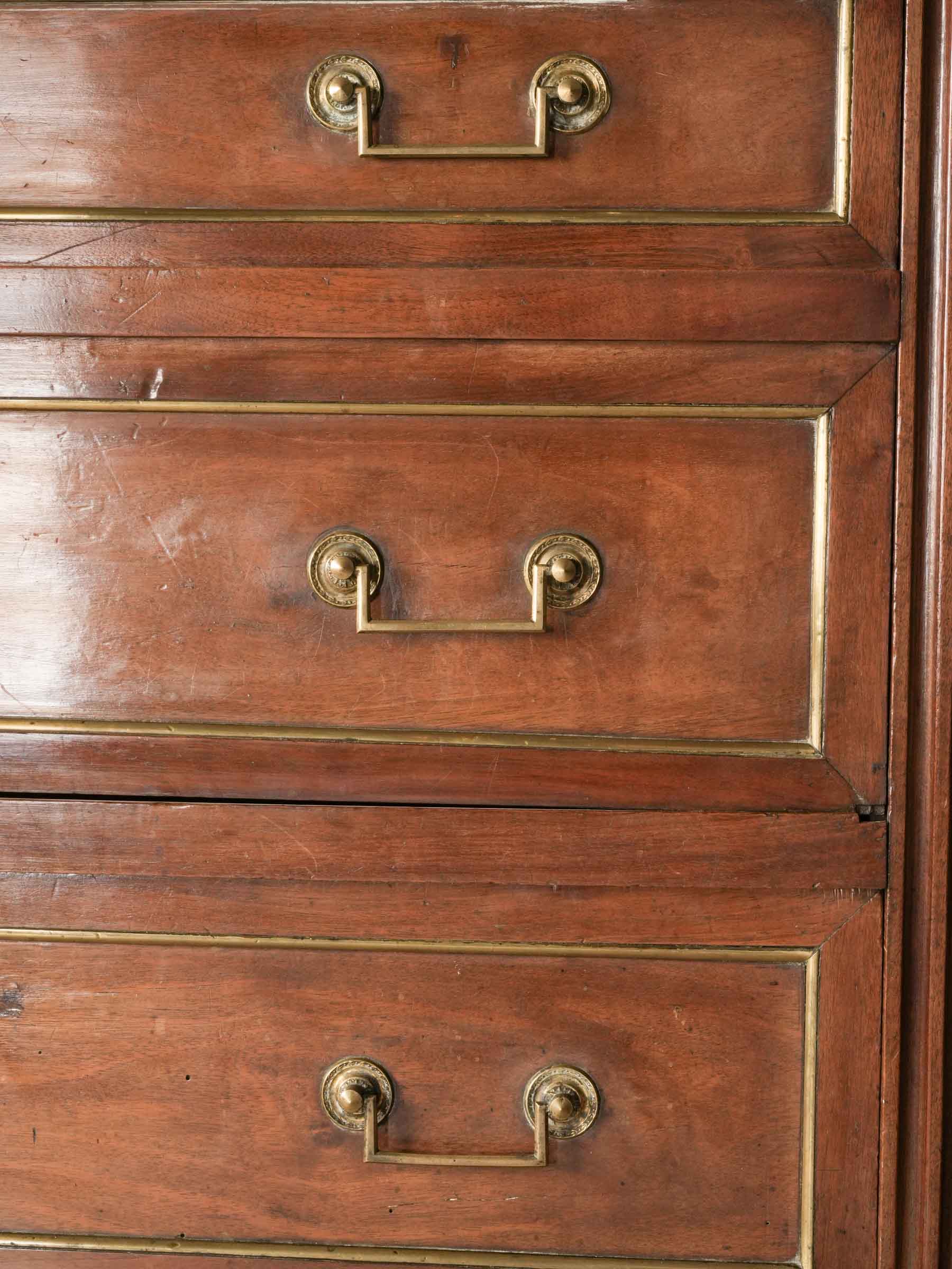 Louis XVI Mahogany Secretary Bookcase w/ Brilliant Mercury Mirror - 74¾" x 43"