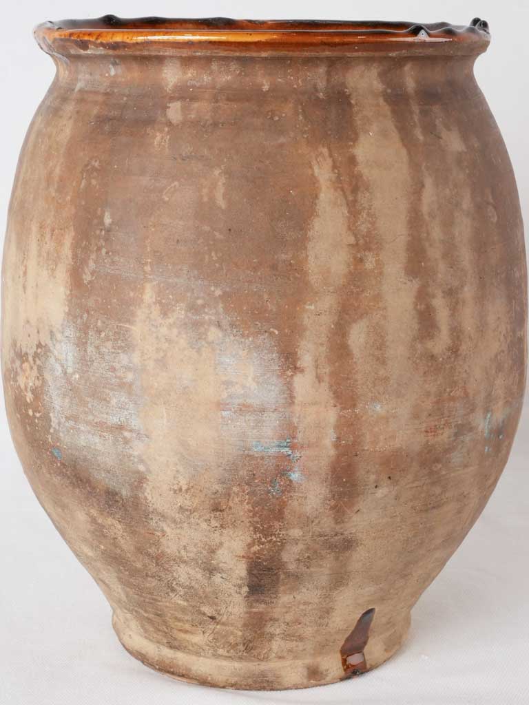 French confit pot with dark ochre interior glaze 11¾"