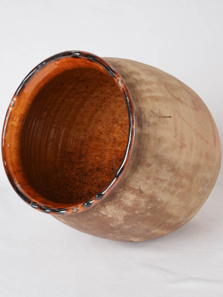 French confit pot with dark ochre interior glaze 11¾"
