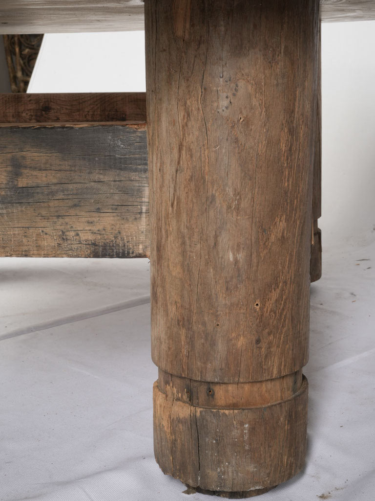 Richly tactile limestone statement table