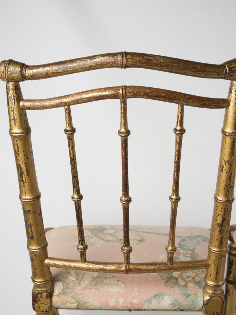 Ornate bird-themed antique side chairs