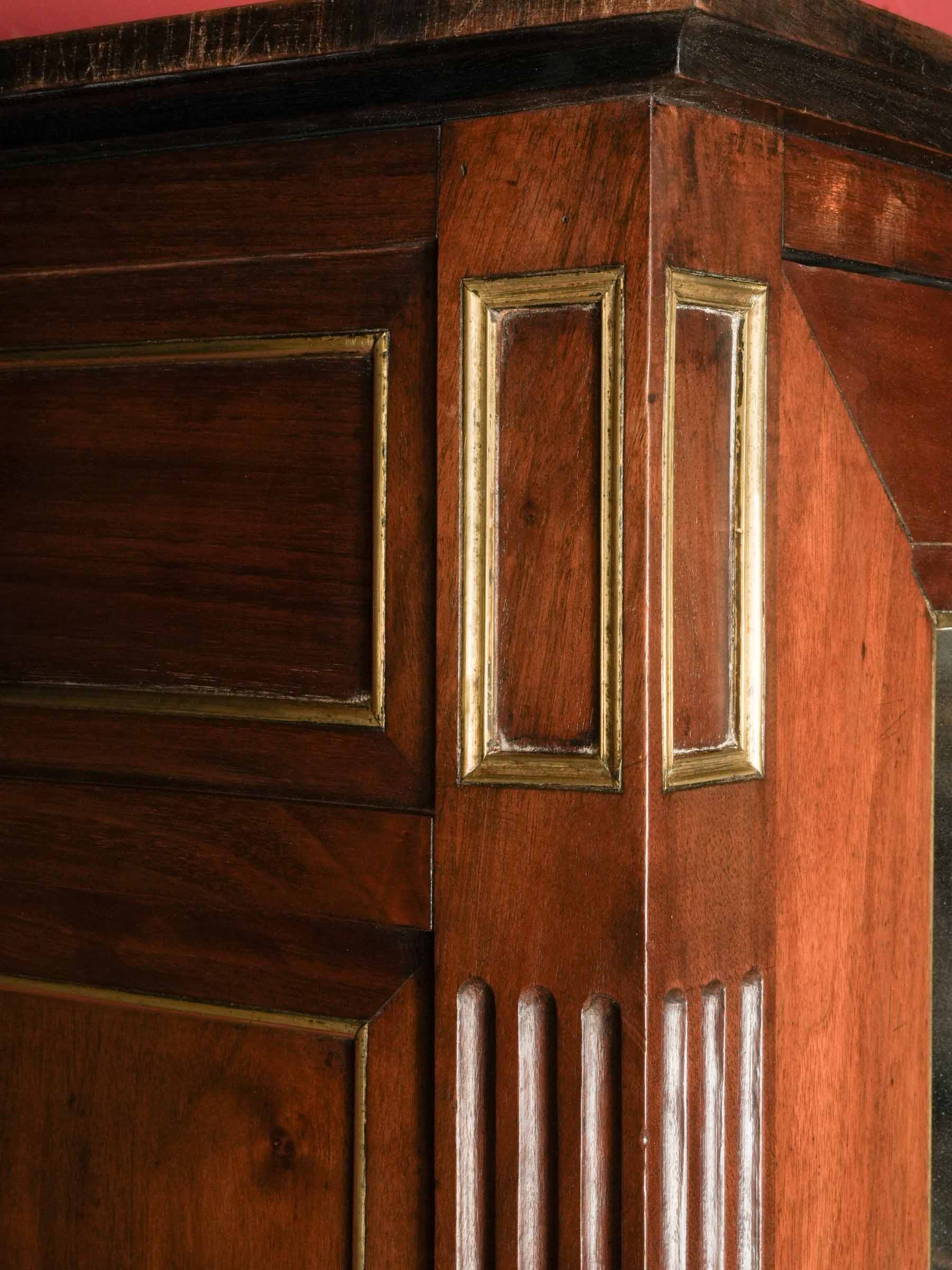 Louis XVI Mahogany Secretary Bookcase w/ Brilliant Mercury Mirror - 74¾" x 43"
