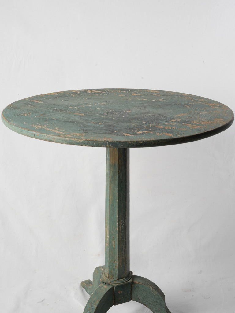 Antique French Rustic Gueridon Table W/ Green-Blue Patina - 29¼"