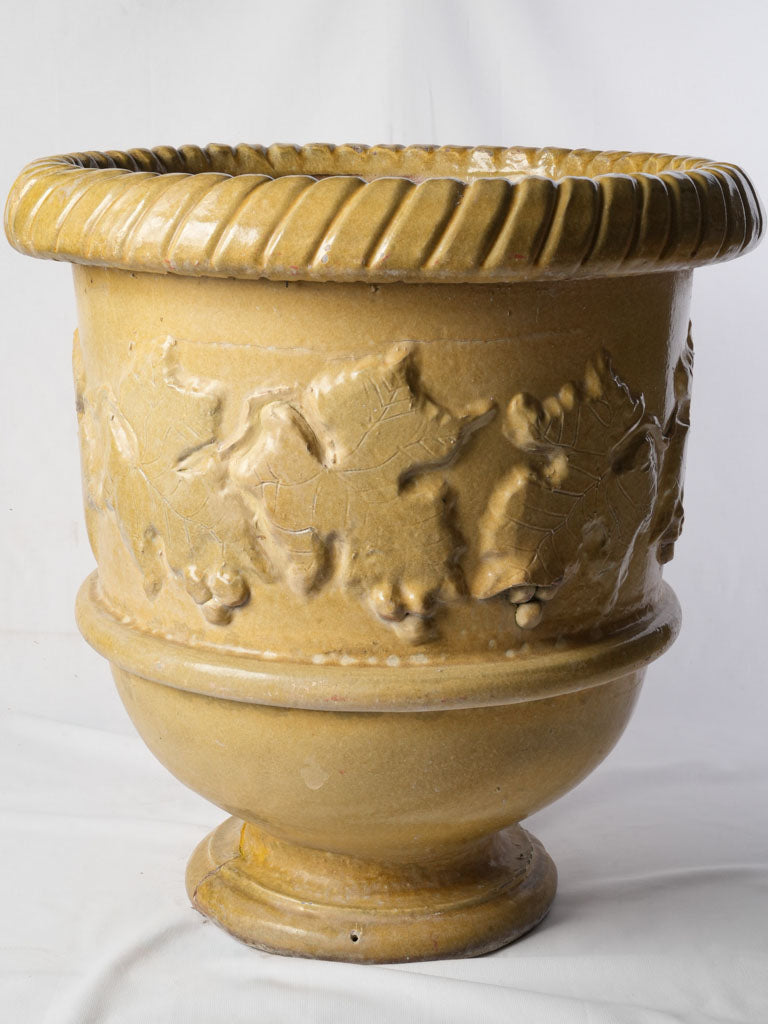 Mellow mustard-ochre glazed planter