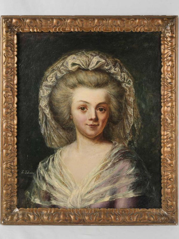 19th-century French Portrait of a young lady 28¼" x 24"