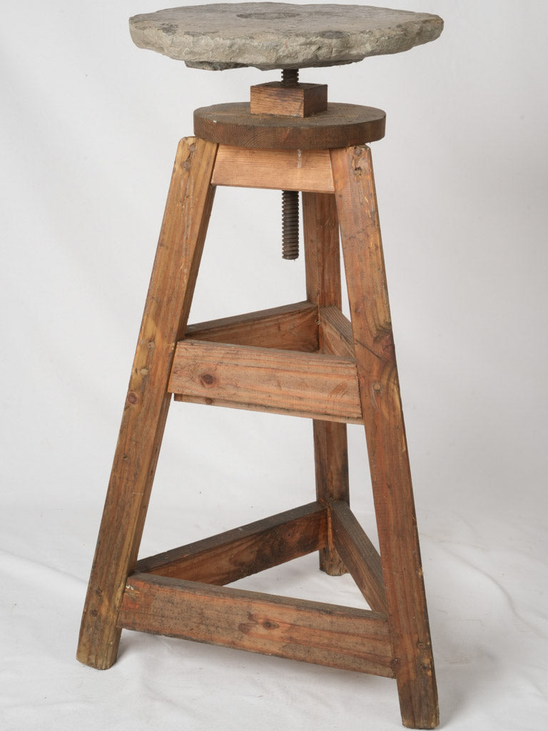 Rustic vintage French tripod stone top