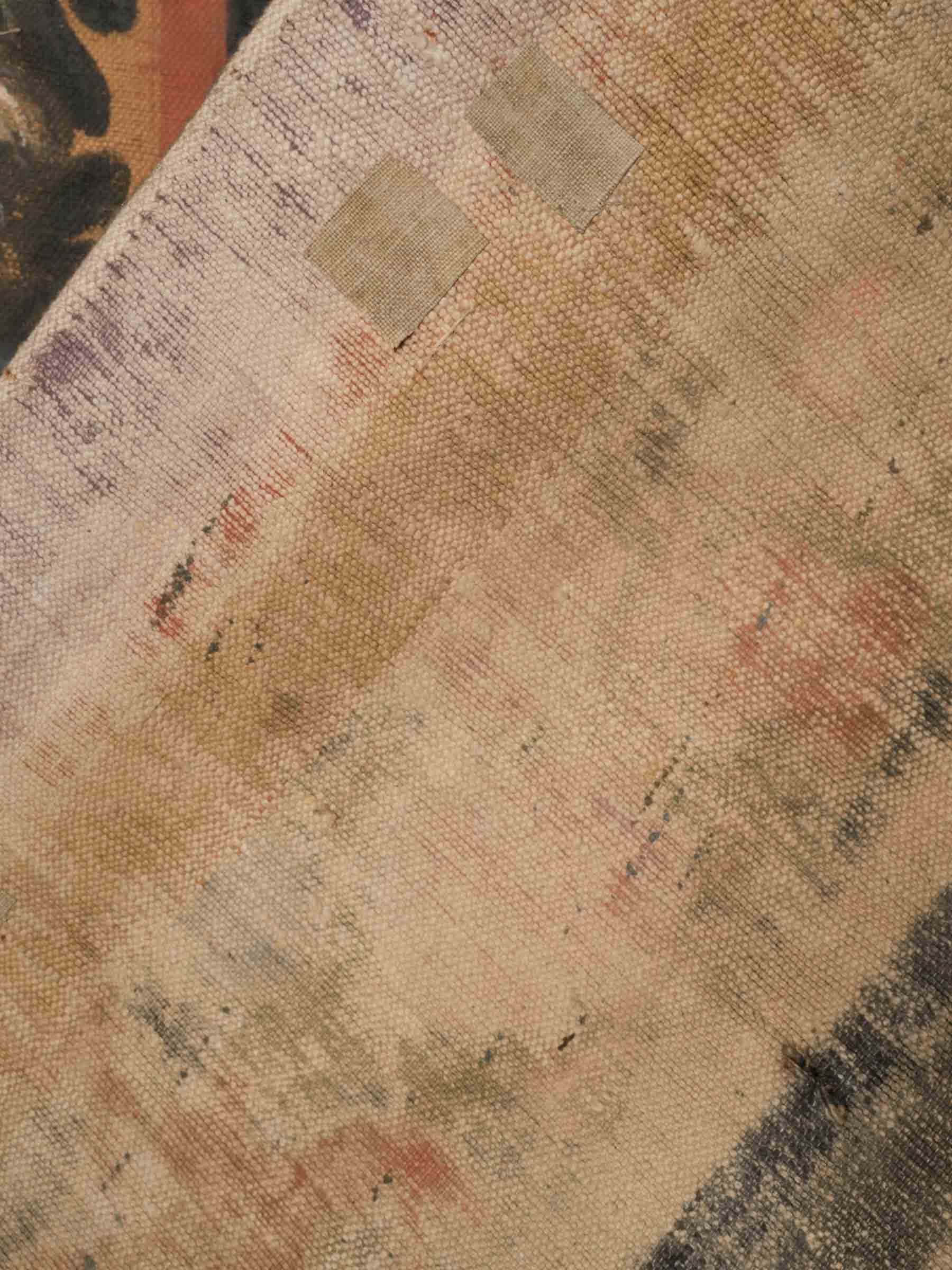 Large 18th Century Provençal Painted Hanging w/ Atmospheric Landscape & Rich Floral Border - 114¼" x 67"