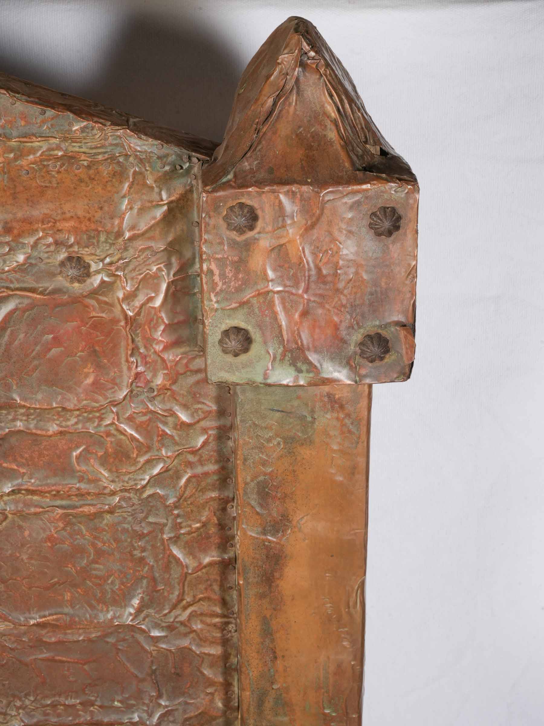 Large Copper-Clad Theatrical Medieval-Style Throne Chair, 20th Century - 54¼"