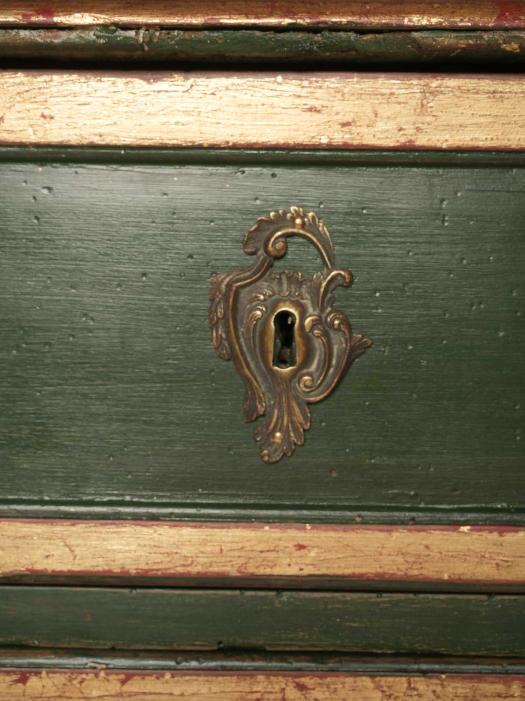 Elegant French Country Commode in Green Paint and Parcel Gilt, 18th Century - 50½" x 24" x 32"