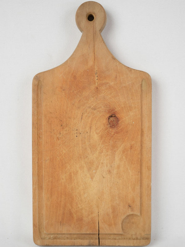 Vintage French cutting board w/ round handle 17¾" x 9"