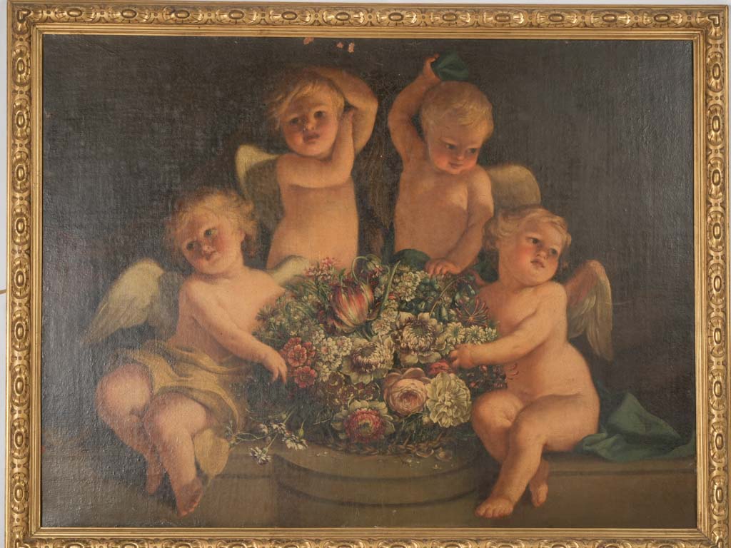 Delicate, lush 19th-century French canvas art