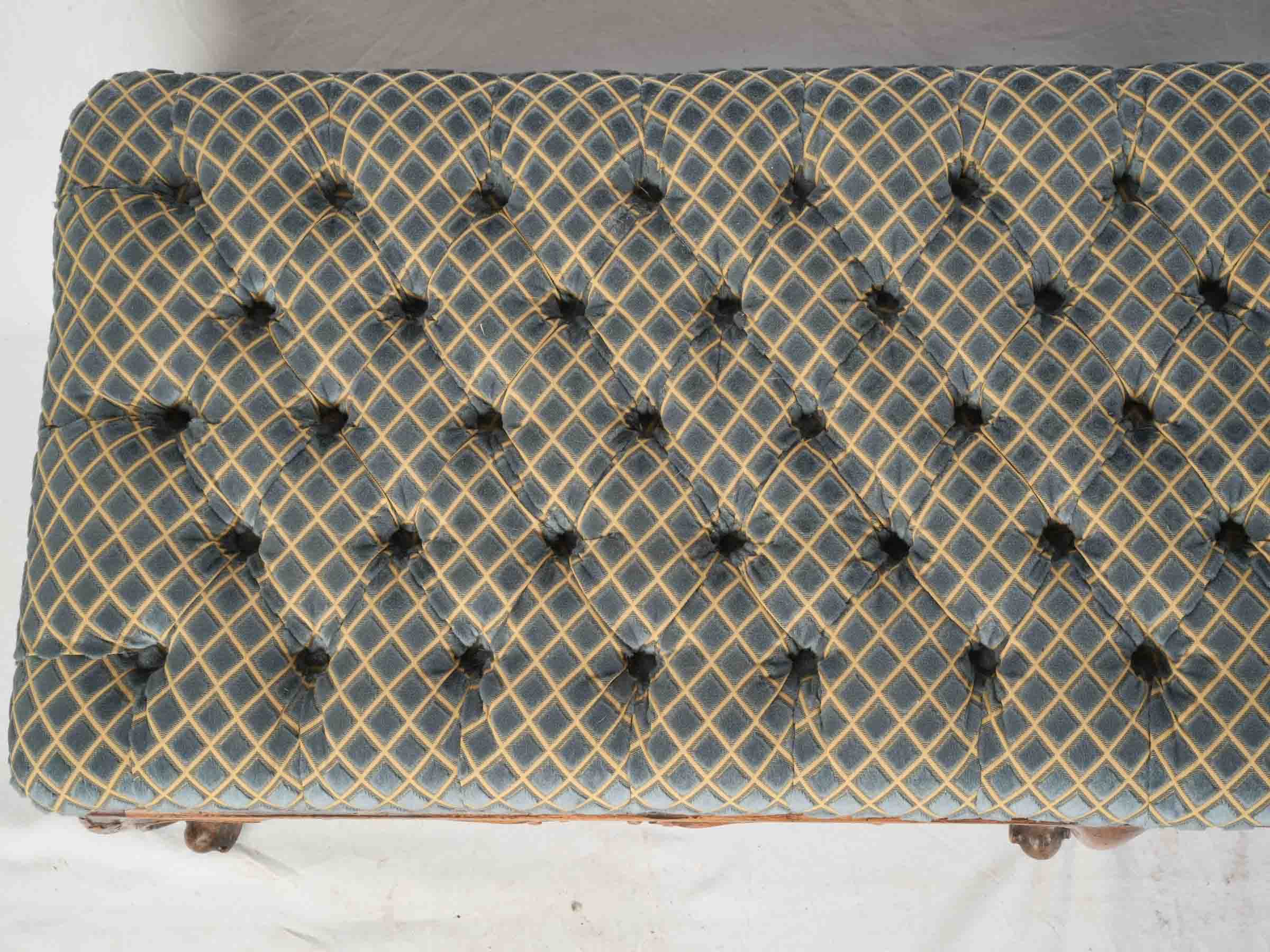 18th-Century Walnut Rococo Banquette w/ Modern Tufted Velvet Upholstery - 54¾"
