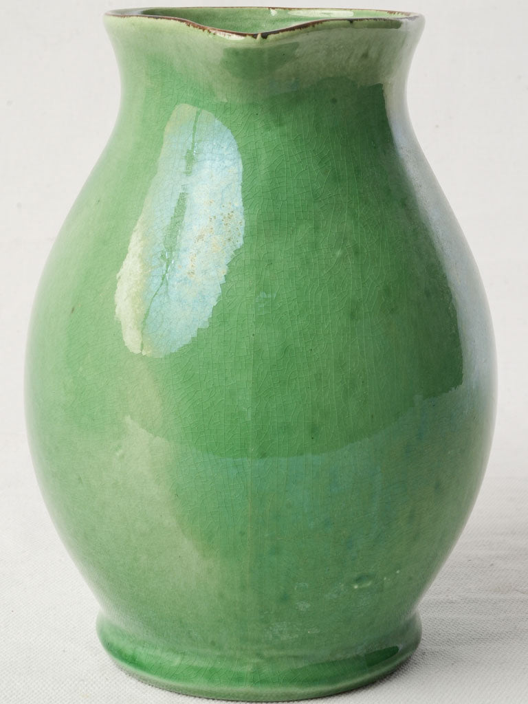 Mid-20th Century Dieulefit Striking Green-Glazed Terracotta Jug - 8¼"