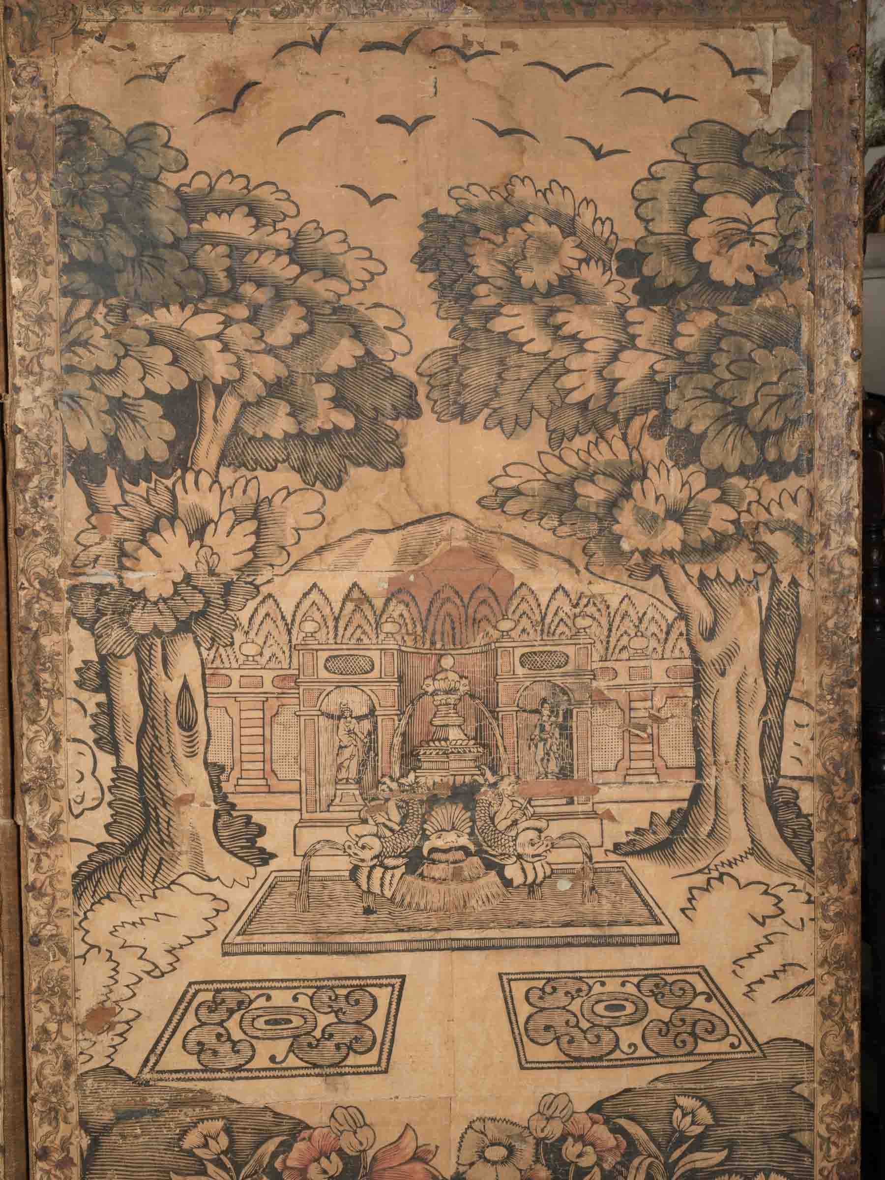 Stylized floral motif panel