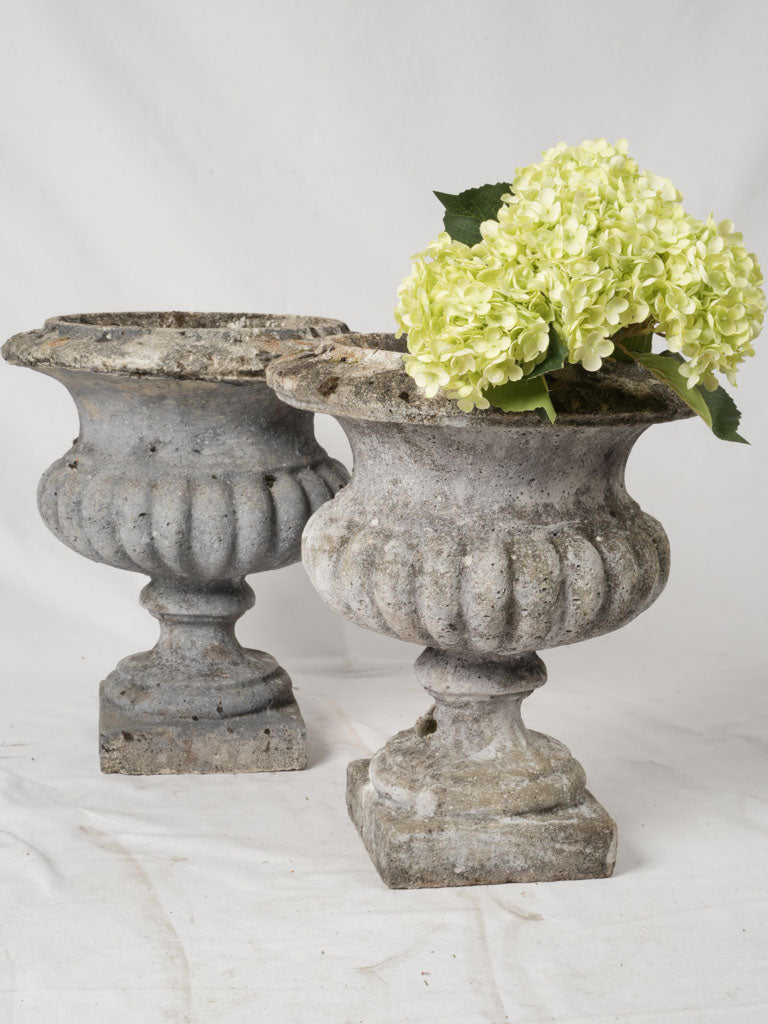 Aged Cast Stone French Garden Urns