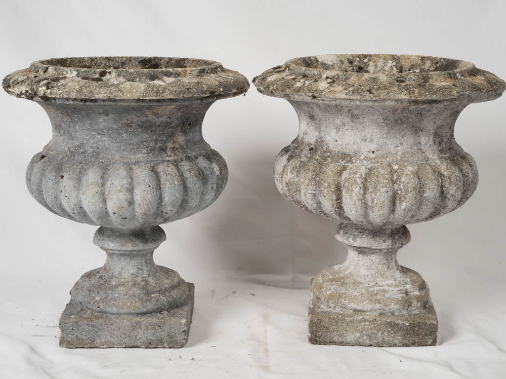 Mid-century Mossy French Stone Urns