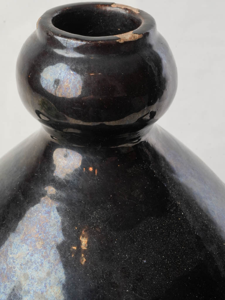 Mid-20th Century Biot Black-Glazed Terracotta Conscience Water Flask - 20½"