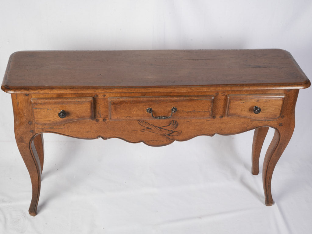 Natural-grain oak wood console