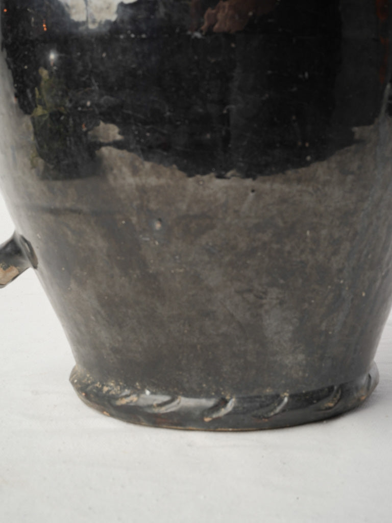 Mid-20th Century Biot Black-Glazed Terracotta Conscience Water Flask - 20½"