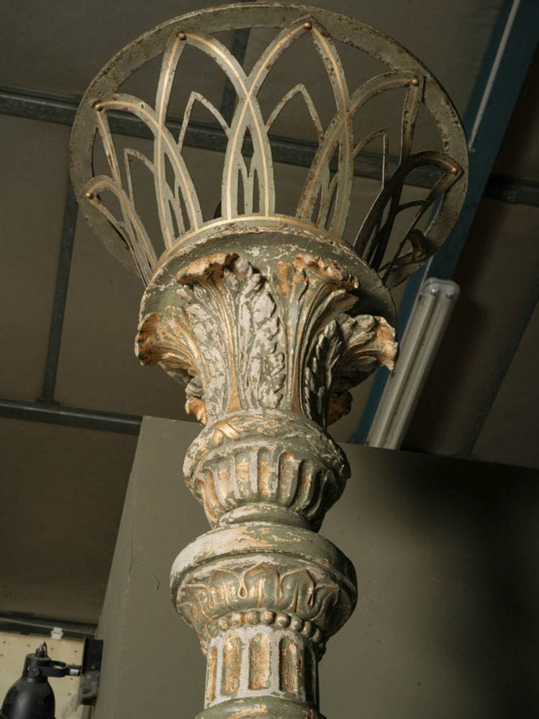 Weathered grey-green finish torchère