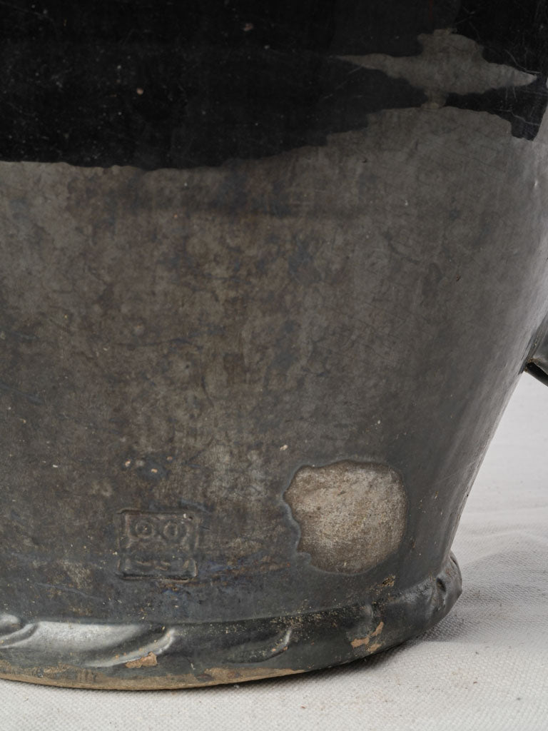 Mid-20th Century Biot Black-Glazed Terracotta Conscience Water Flask - 20½"