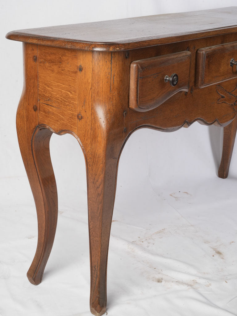 Warm honey-brown finish console
