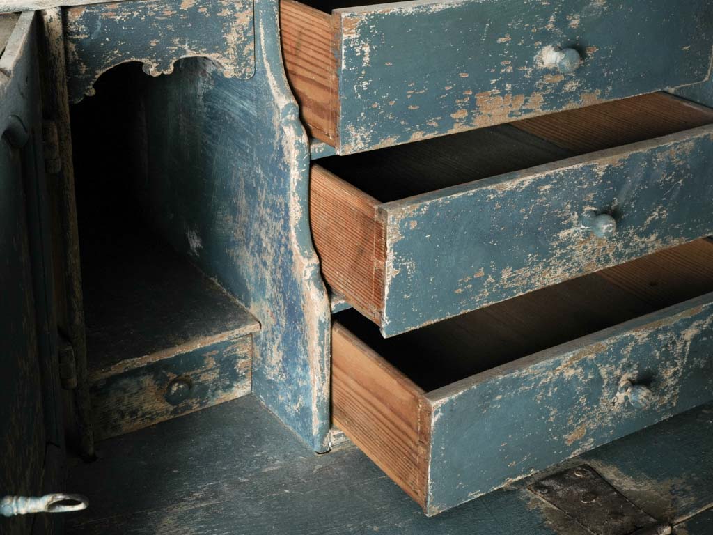 18th-Century Gustavian Serpentine Drop-Front Secrétaire in Pale Blue - 46¾"