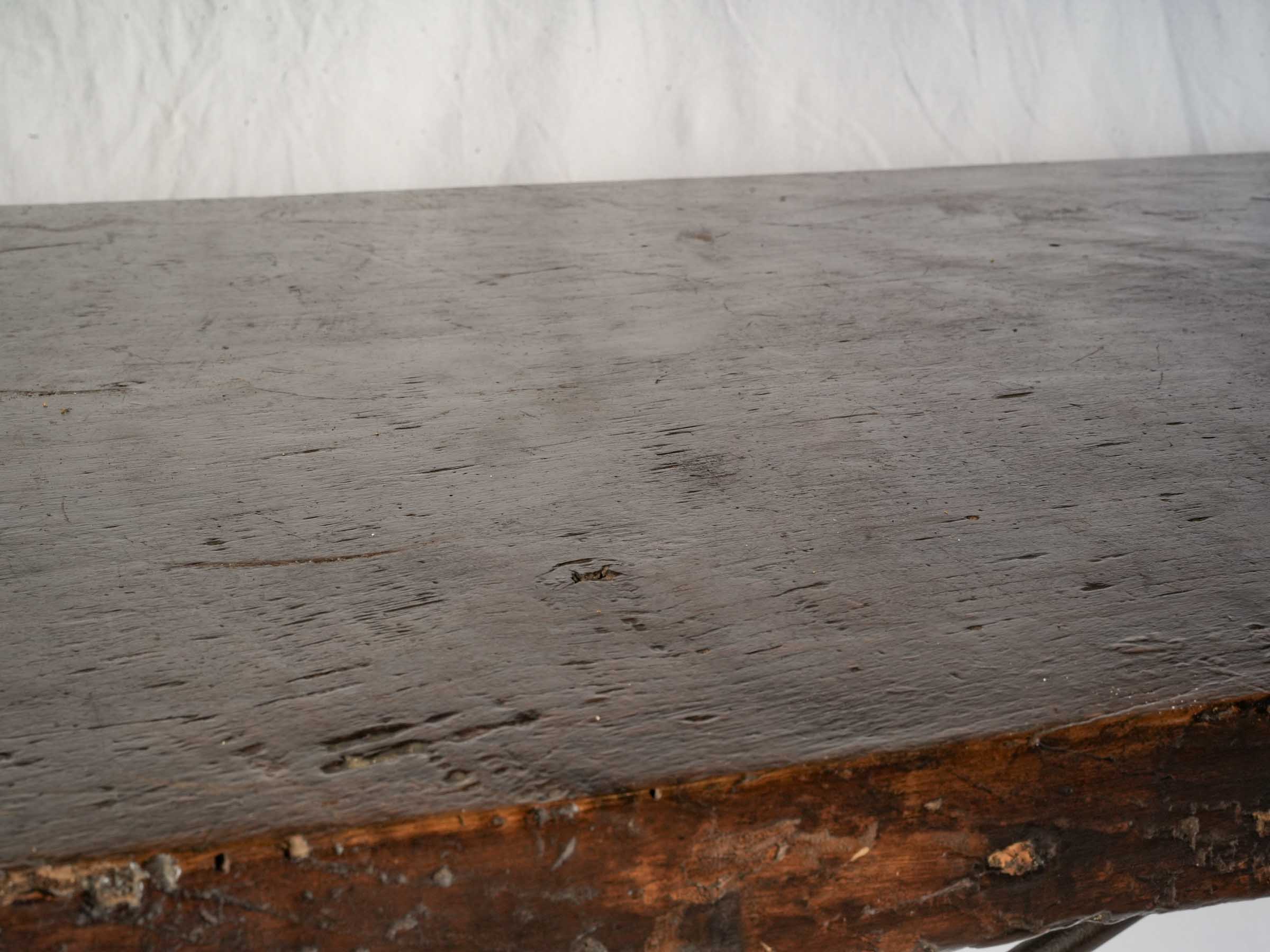 Beautiful Italian Baroque Table w/ Single-Plank Top and Wrought-Iron Stretchers, 17th Century - 79½"