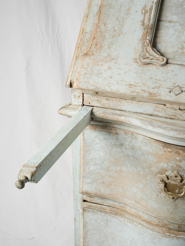 18th-Century Gustavian Serpentine Drop-Front Secrétaire in Pale Blue - 46¾"