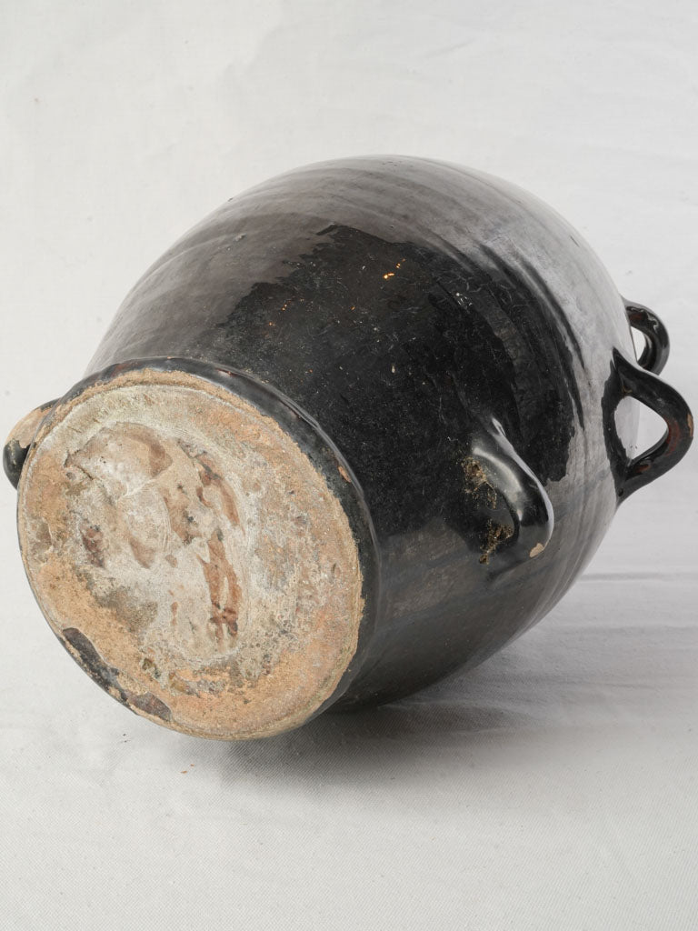 Mid-20th Century Biot Black-Glazed Terracotta Conscience Water Flask - 20½"