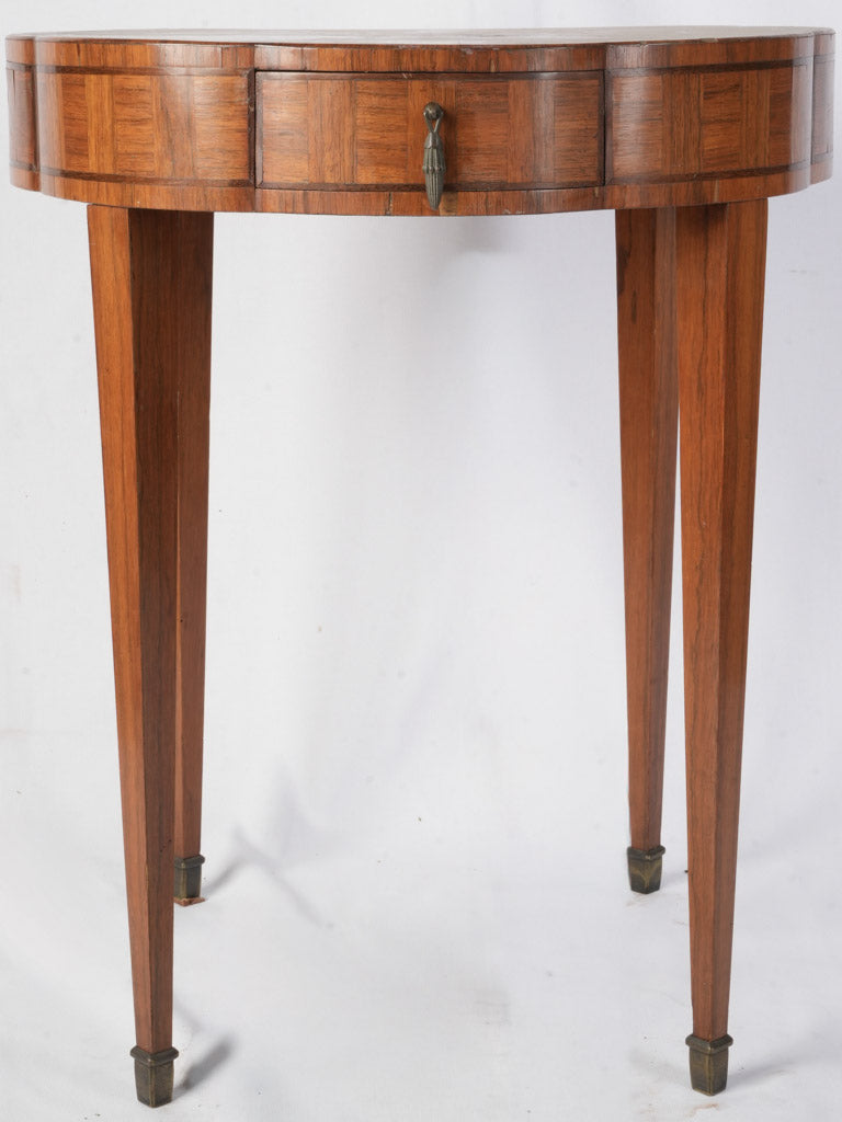 Refined geometric veneered side table