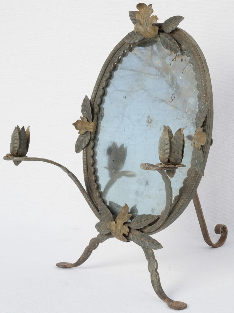 Rustic Blacksmith-Made Vanity Mirror Stand