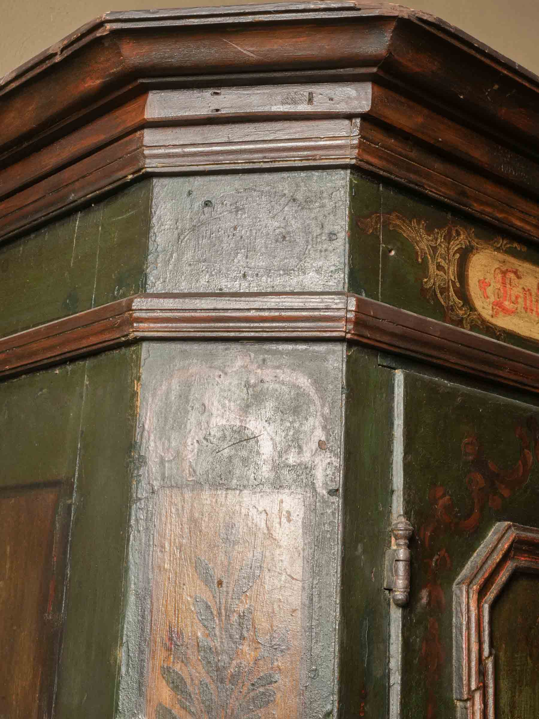 Rare 18th-Century Painted Marriage Cupboard - 69¾" x 53½" x 26¾"