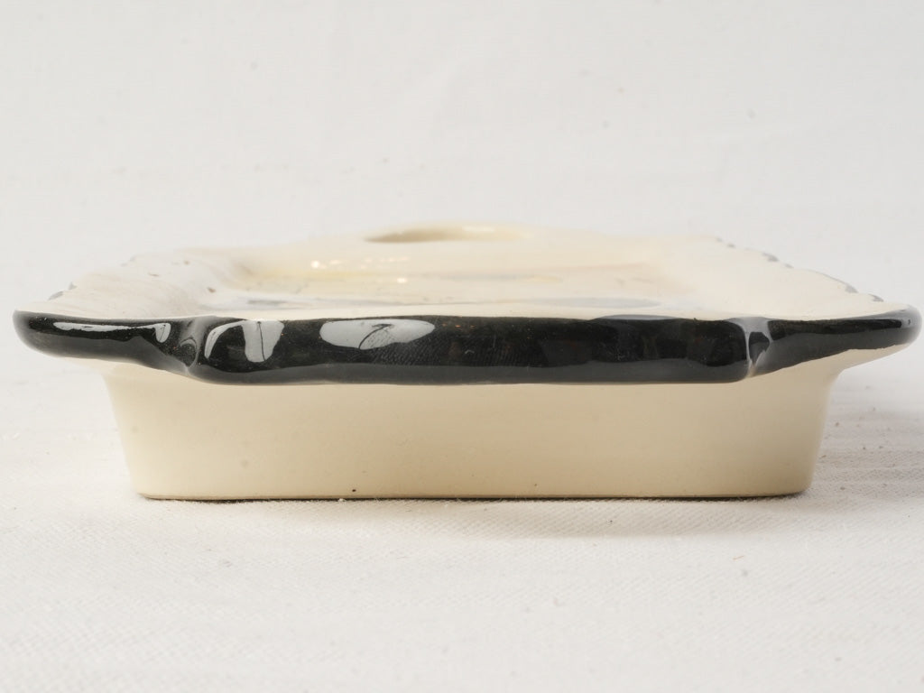 Charming 1960s Vallauris Faïence Cake Platter W/ Riviera Holiday Scene - 17¼"