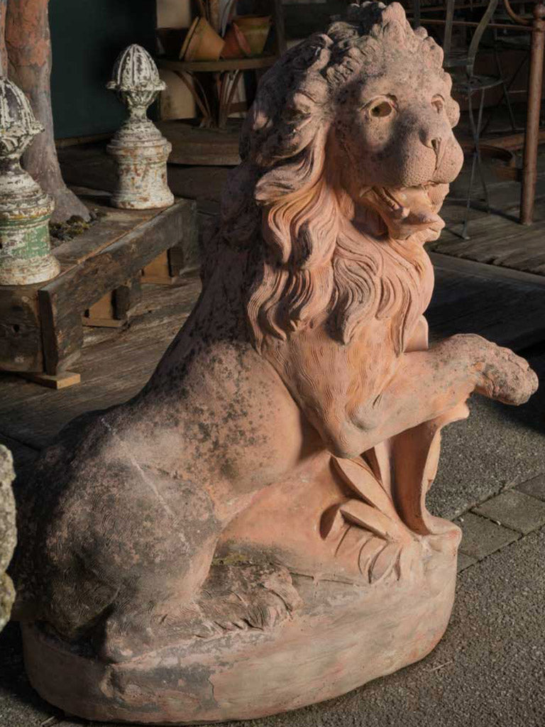 Restored durable French concrete lions