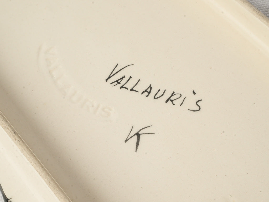 Charming 1960s Vallauris Faïence Cake Platter W/ Riviera Holiday Scene - 17¼"