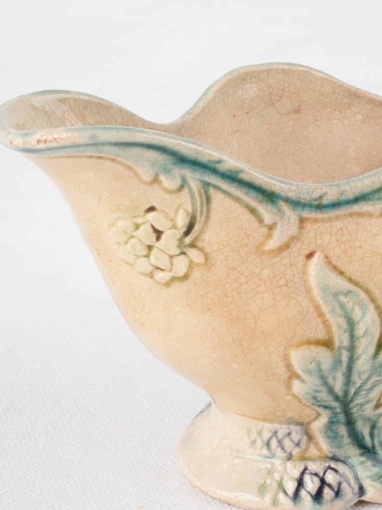 Ornamental Majolica sauceboat collector's piece