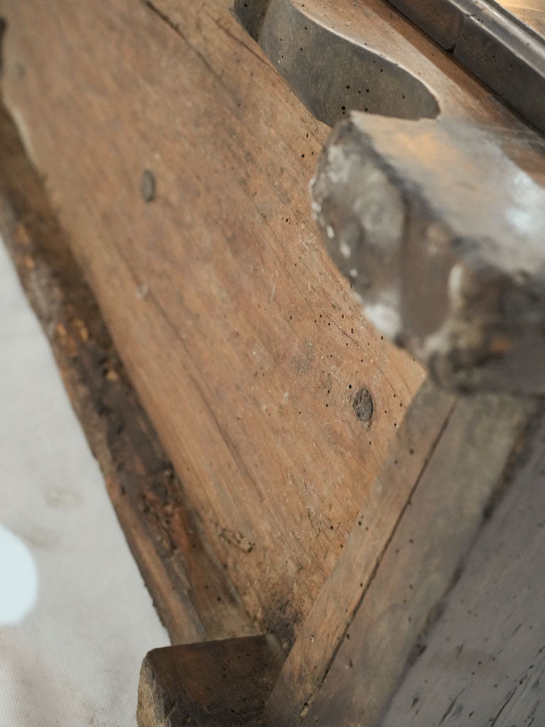 Weathered rustic wooden storage chest