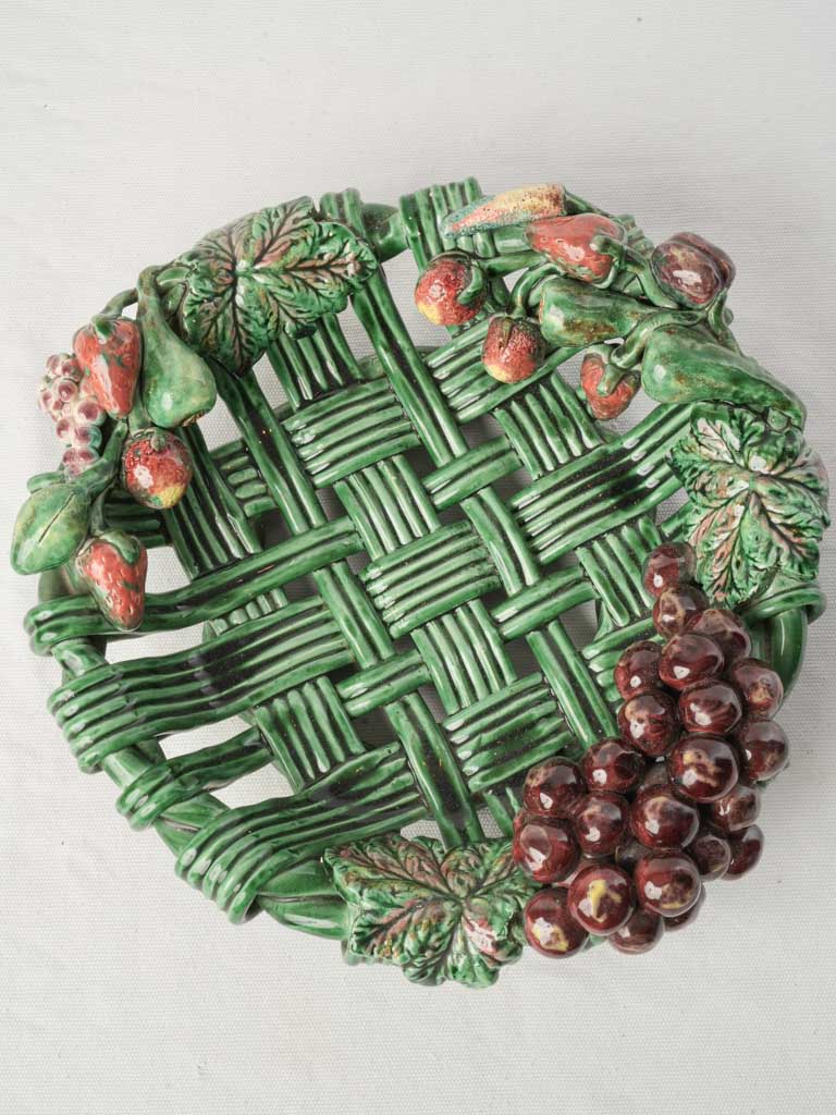 Mid-20th Century Heny Vallauris Majolica Basket-Form Fruit Bowl - 13½"