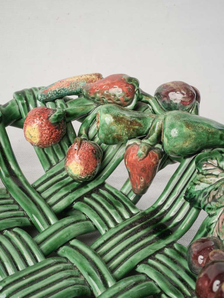 Mid-20th Century Heny Vallauris Majolica Basket-Form Fruit Bowl - 13½"