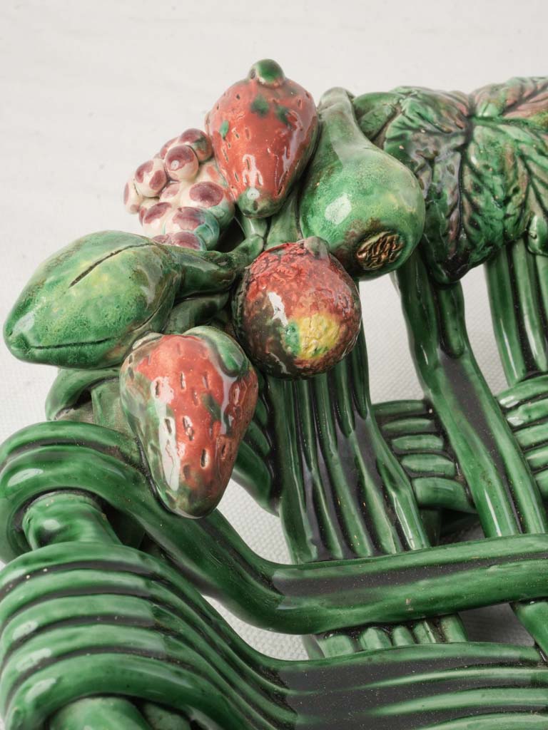 Mid-20th Century Heny Vallauris Majolica Basket-Form Fruit Bowl - 13½"